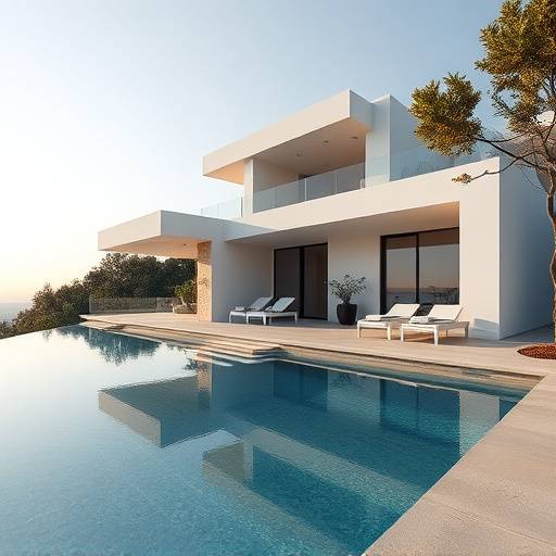 Exterior de una villa moderna con piscina en Cala d'Or, Mallorca
