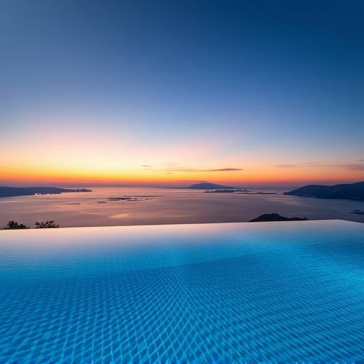 Piscina infinita de una villa con vistas al atardecer en Ibiza