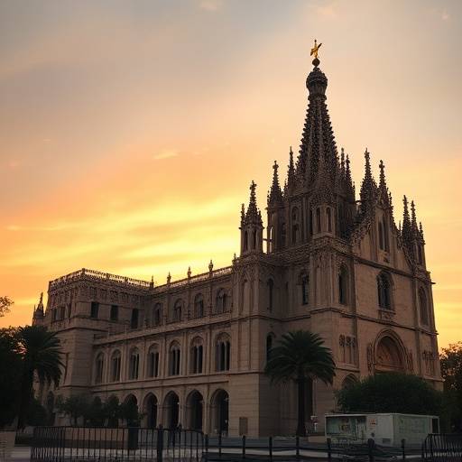 Vista de la Catedral de Palma de Mallorca al atardecer